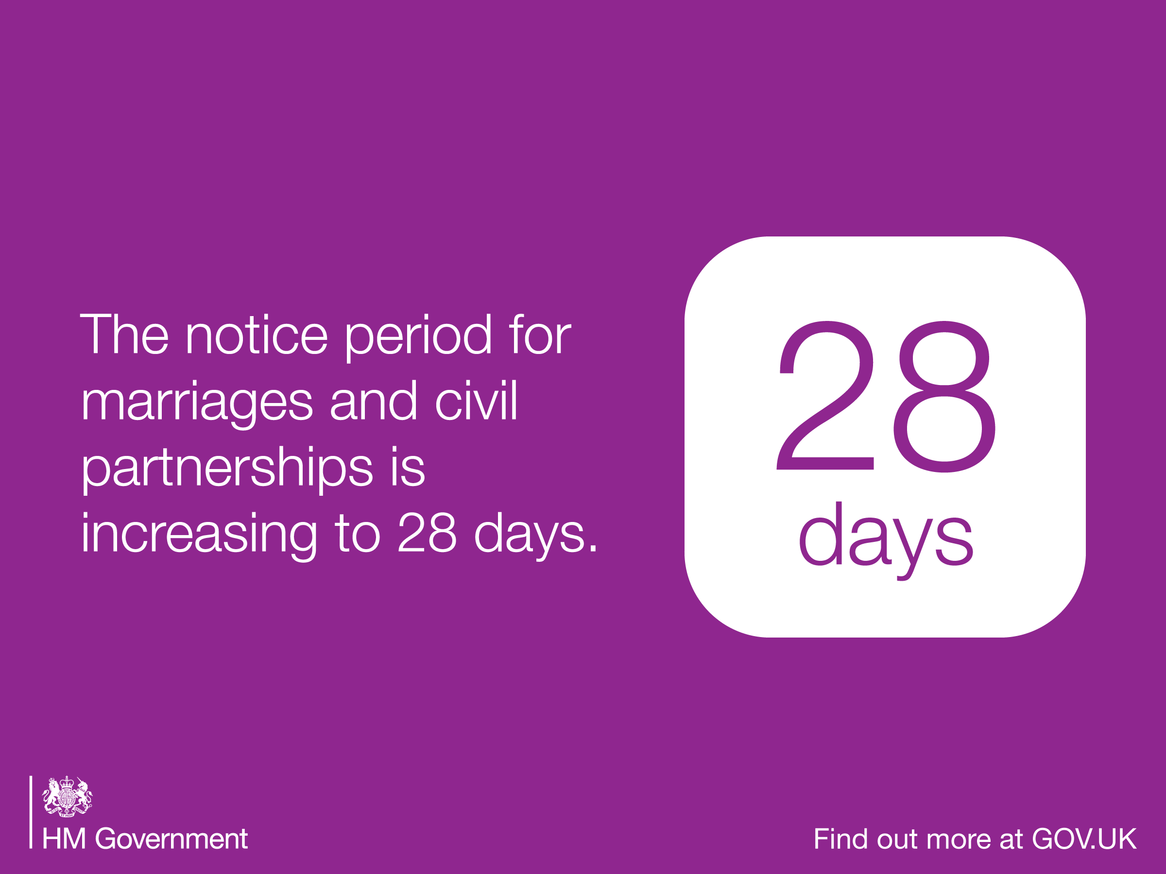 Changes to the Marriage Notice Period